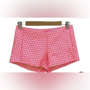 Lilly Pulitzer Liza Hot Pink & Yellow Geometric Jacquard Zip Back Shorts Size 6